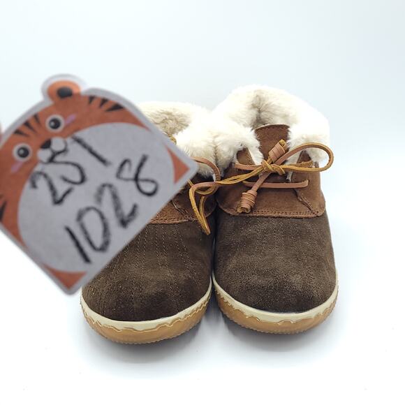 Sperry Elayna Brown Suede Leather Duck Booties Faux Fur winter women's size 9 - Picture 8 of 9